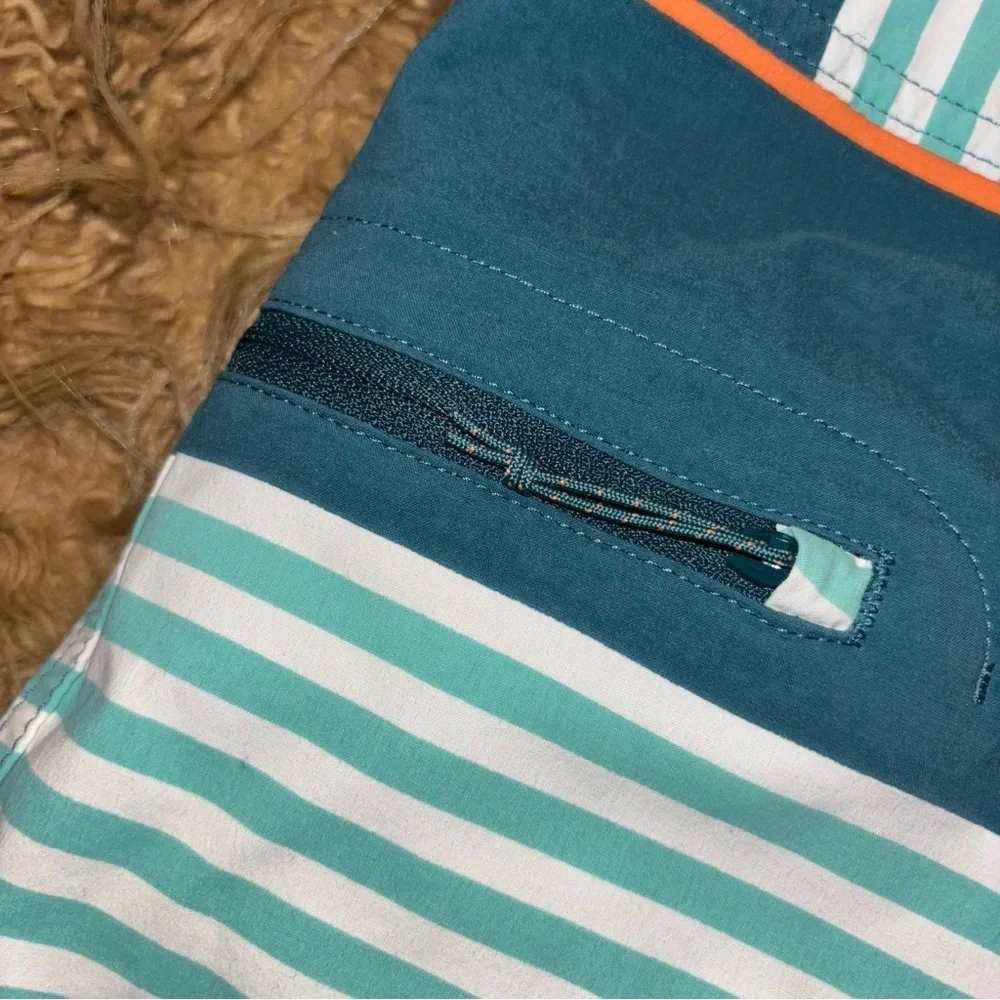 Patagonia Coastal Coral & Teal Swim Board Surf Shorts Quick Dry Fabric Size 38